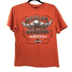 HARLEY DAVIDSON Motorcycles Tshirt Orange Tulsa Oklahoma 100% Cotton Eagle M Men
